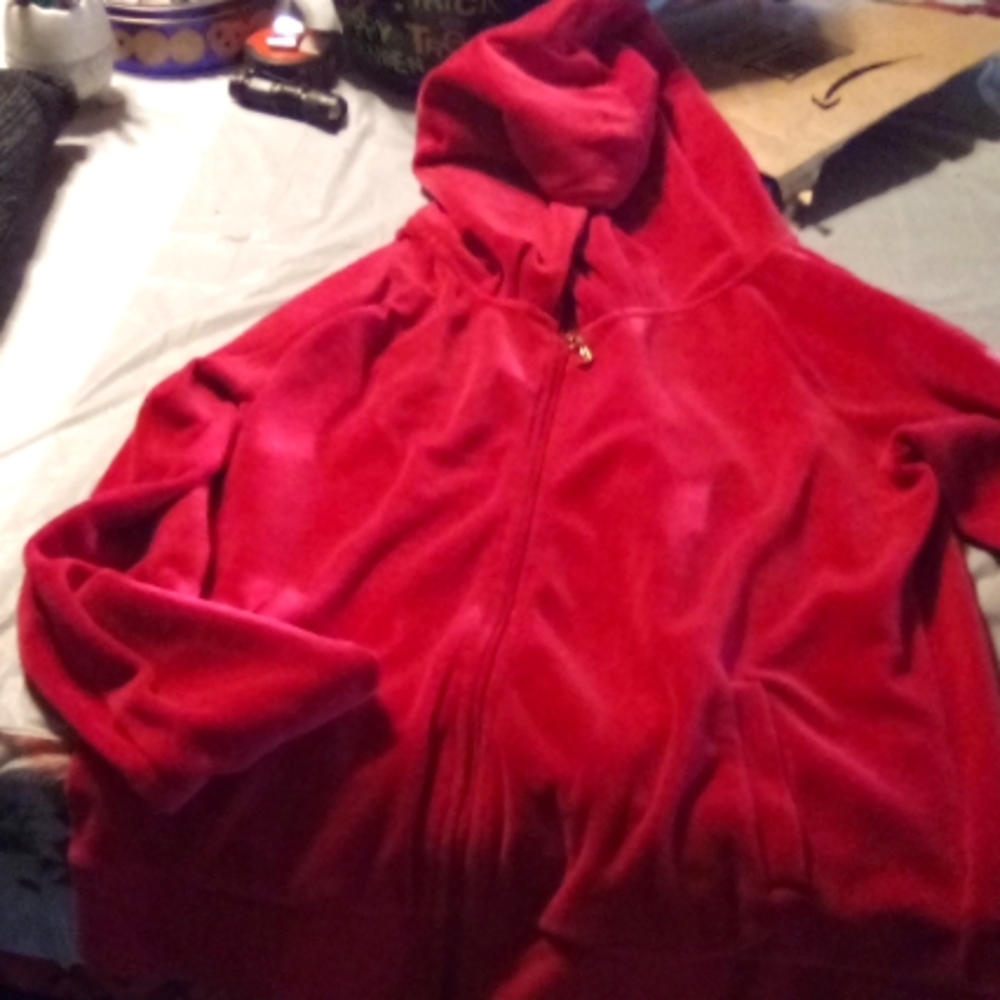 Juicey Couture red velvet jumpsuit jacket